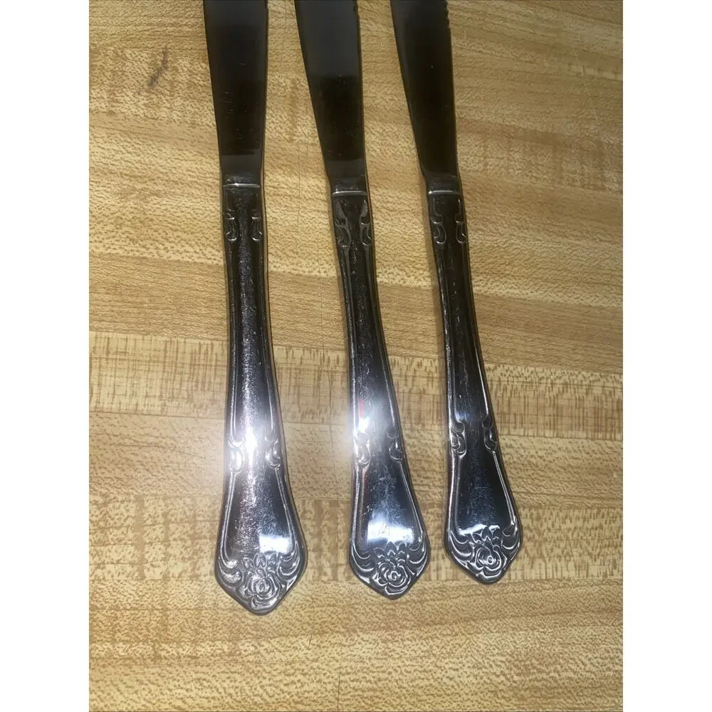Oneida USA ARBOR ROSE TRUE ROSE Stainless Dinner Knife Silverware Flatware Set 3